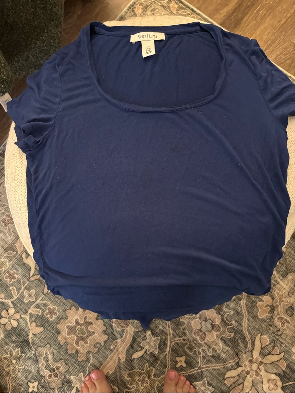 WILFRED Deep Blue Scoop Neck Short Sleeve Tee